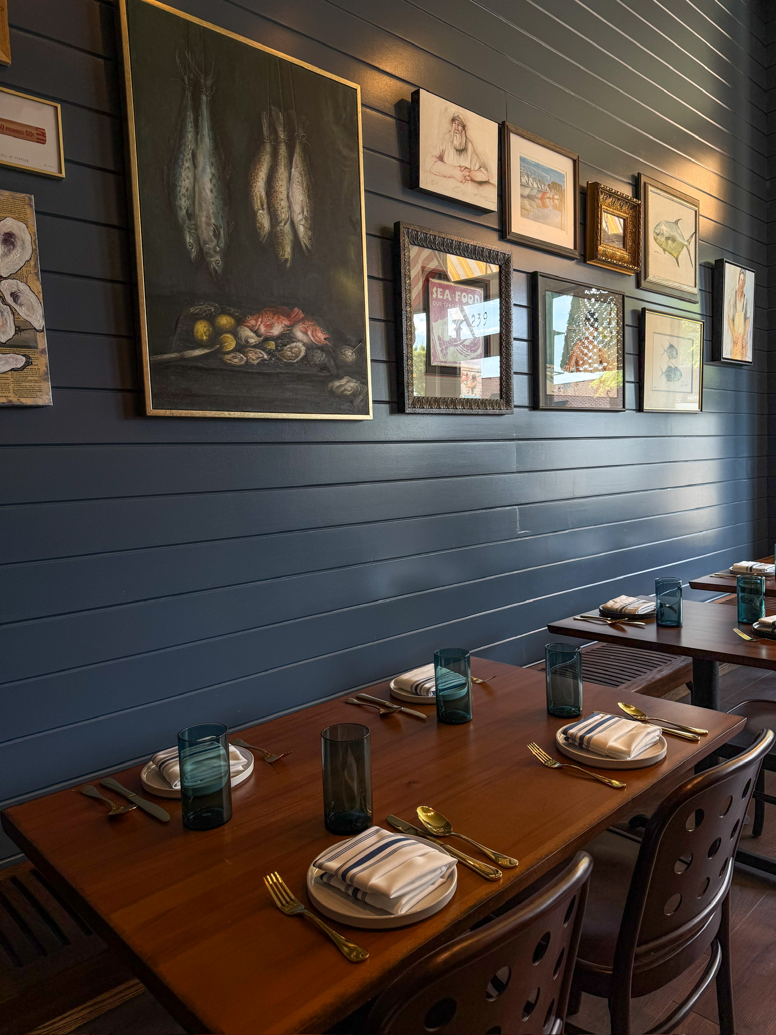 The artful Local Ketch dining room